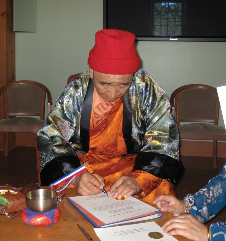 Tarthang Rinpoche signs the NAMO Constitution July 4 2011