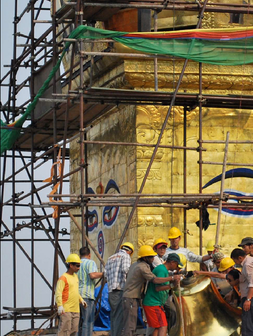 Construction work on gold structure