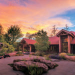 The plaza at the Ratna Ling Retreat Center facing the conference center yoga room